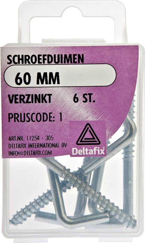 Deltafix Schroefduimen - 6x - verzinkt metaal - 60 mm - ijzerwaren bevestigsmaterialen