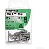 Deltafix - Inbusbout - RVS - 20mm - 15 Stuks