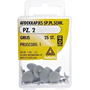 Afdekkapje spaanplaatschroef kruiskop-Pzd.2. GRIJS. 25 stuks. deltafix.