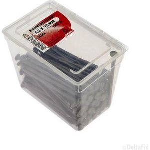 Deltafix. DRAAD NAGELS. PLAT KOP. 4.0 x 90 MM. lang.  BLANK staal 1000 Gram Spijkers.