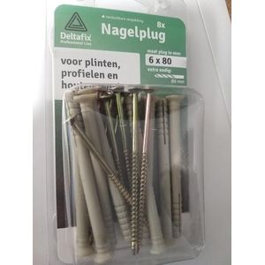 Deltafix nagelplug standaard grijs 6 x 80 mm 8 st.