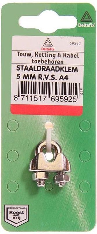 Deltafix - Staaldr.klem - 5mm - RVS