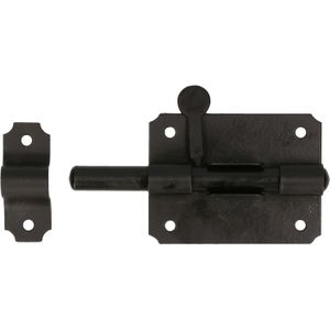 Deltafix schuifslot/plaatgrendel - 1x - 8 x 5cm - staal - zwart - deur - schutting - hek