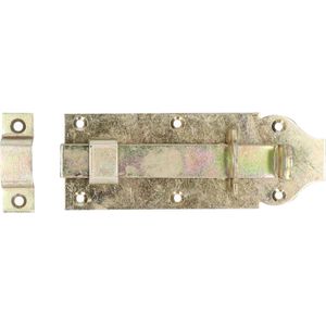 Deltafix schuifslot/hangslotschuif - 1x - 16 x 4.5cm - geel verzinkt staal - deur - schutting - hek - Grendels
