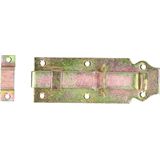 Deltafix schuifslot/hangslotschuif - 1x - 12 x 4.5cm - geel verzinkt staal - deur - schutting - hek