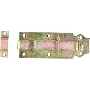 Deltafix schuifslot/hangslotschuif - 1x - 12 x 4.5cm - geel verzinkt staal - deur - schutting - hek - Grendels