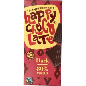 Happy Chocolate - Dark - Chocolade Reep - 80% Cacao