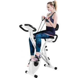 3 in 1 Opvouwbare Hometrainer - X-bike met 8 Verstelbare Weerstandsniveaus - 2.5KG Vliegwiel - LCD Scherm - Verstelbare Zitting - Wit en Zwart