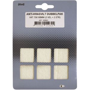 Qlinq Anti-krasvilt - 2x - wit - 75 x 100 mm - rechthoek - zelfklevend - meubel beschermvilt