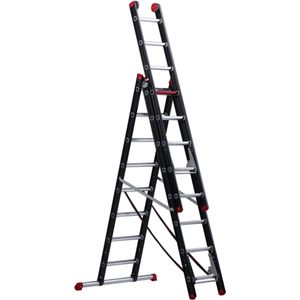 Reform - Ladder 3-delig - Zwart - I-profiel - 3x8 Treden
