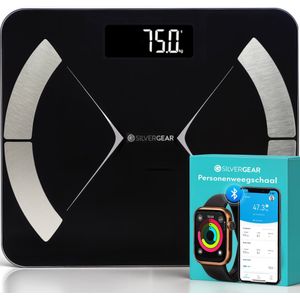 Silvergear Weegschaal Personenweegschaal Digitaal - Smart Slim - Zwart