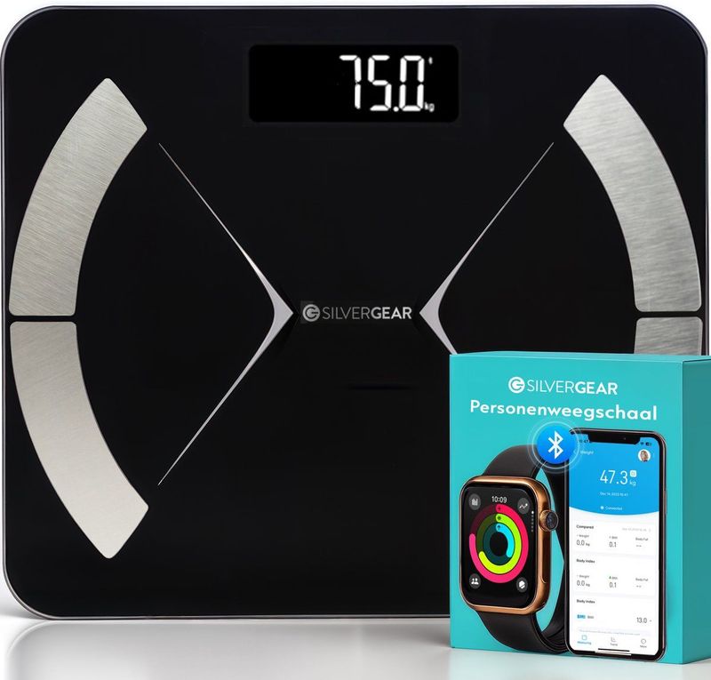 Silvergear - Slimme Bluetooth Weegschaal - Wit - Kunststof - 14 Meetfuncties