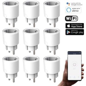 Silvergear ®WiFi Smart Plug (9 stuks) - Werkt met Google Home en Amazon Alexa Stembediening op afstand- 10A - Bedien via iOS en Android App - Slimme Stekkers/Wifi Stopcontact - 9 stuks