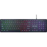 Silvergear Gaming Toetsenbord - Gaming Keyboard - QWERTY met LED - Platte Toetsen - Bedraad - Zwart