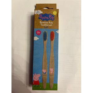 peppa pig  2 x bamboo kinder tandenborstel roze en blauw soft - bamboo kinder tandenborstel