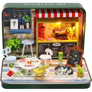 Crafts&Co Miniatuur Bouwpakket Volwassenen - Knutselen Meisjes - Houten Poppenhuis - DIY - Café