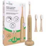 Optismile Natural Elektrische Tandenborstel Bamboe - 2 Opzetborstels - 4 Poetsstanden - 3 Standen