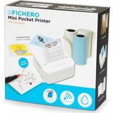 Fichero Mini Pocket Printer voor mobiel | Zonder Inkt | Draadloos Bluetooth | Inclusief 3 printrollen