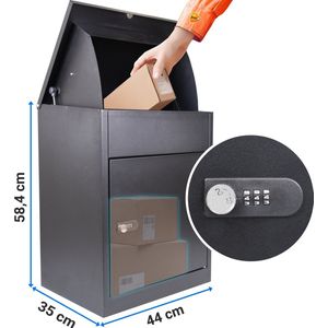 Silvergear Pakketbrievenbus Vrijstaand - Pakketbox Buiten - Pakket Brievenbus - 44 x 35 x 58 - Zwart