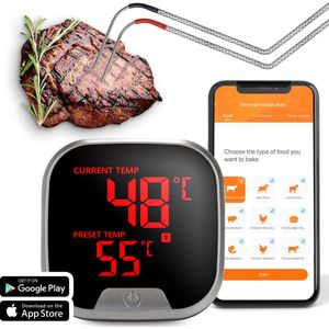 Silvergear BBQ Thermometer Draadloos - Vleesthermometer Bluetooth 40M - BBQ temperatuurmeter - 250 C