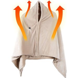 Silvergear - Hoodie Deken - Beige - Fleece 150x80cm - 3 Warmtestanden - Verwarmde Hoodie Dames en Heren