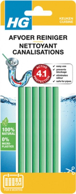 HG - Afvoerreiniger Sticks - 6 Stuks - Biologisch Afbreekbaar