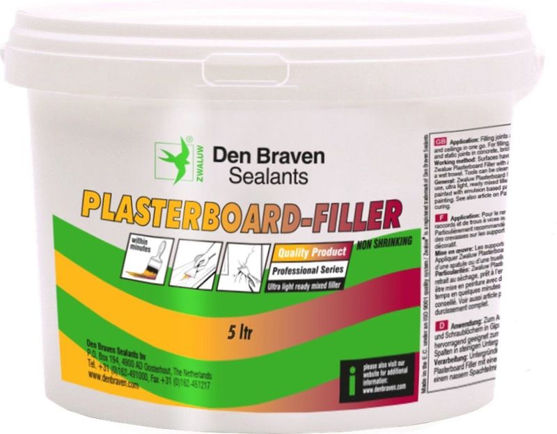 Zwaluw - Plasterboard-Filler - Vulmiddel - Wit - 5000 ml