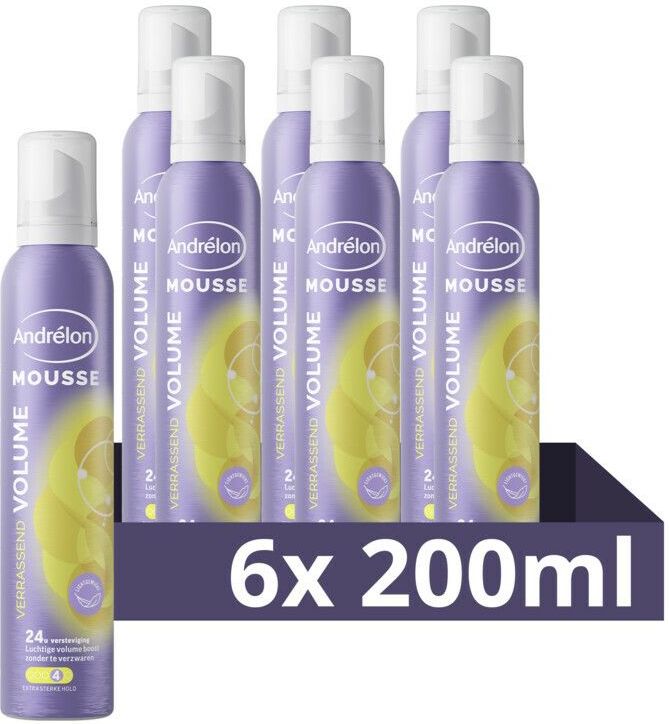 Andrélon Mousse - Verrassend Volume - gaat pluis tegen en beschermt tegen föhnhitte - 6 x 200 ml