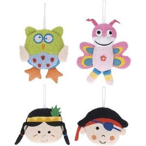 Katoen badspons met borduurwerk