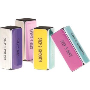 Manicure 4 staps polijst en vijlblok (1 stuk) assorti
