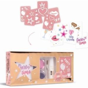 Casuelle - Party Time - Tijdelijke Tatoo Giftset - Voor Kinderen - Inclusief Glitters en Lijm