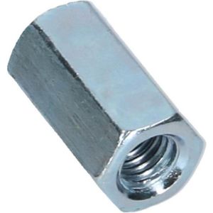 Koppelmoer. M8 x 24mm. lang. Verzinkt. 4 stuks Verbindingsmoeren. Ifix.