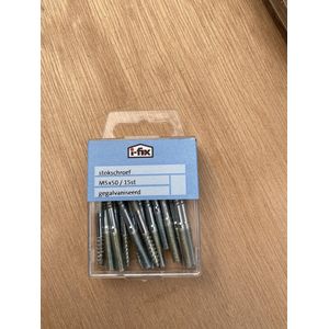 Stokschroef M5 x 50mm. lang. 15 stuks. Verzinkt. I-Fix. Koppelschroef.