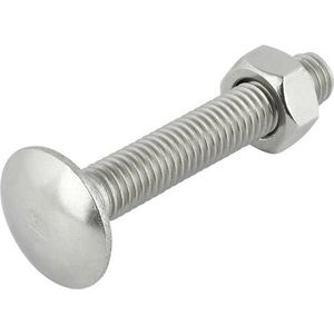Slotbout met moer. M8 x 80mm. lang. RVS-A2. Ifix. 10 stuks Houtbout.