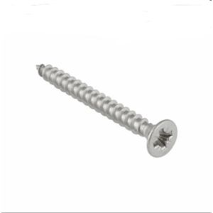 Houtschroef. 4.0 x 50mm. lang.Platkop-PZD-2-Kruiskop.. Verzinkt. 130 stuks spaanplaatschroef. Ifix.