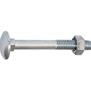 Slotbout met moer. M8 x 40mm. lang. 25stuks Houtbout. Gegalvaniseerd. Ifix.