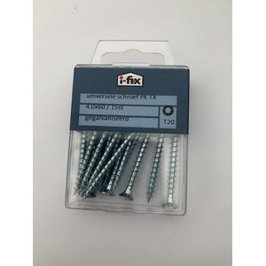 Hout schroef. 4.0 x 60mm. lang.platkop. torx. 15 stuks verzinkt. I-fix.