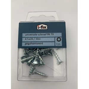 hout schroef Platkop. Torx-20. 4.5x20mm. 30 stuks gegalvaniseerd. i-fix.
