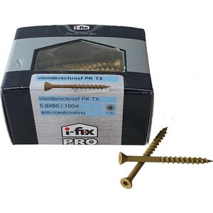 Ifix-pro. Vlonderschroef. platkop- torx. 5,0x60mm. lang. 100 schroeven.
