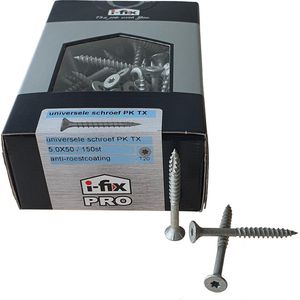 Ifix. Universele hout schroef pro platkop- torx 5,0x50mm. lang. 150 spaanplaat schroeven.