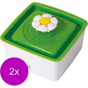 Catit Drinkfontein Mini Bloem Senses - Kattendrinkbak - 2 x 18.2x18.2x12 cm 1.5 l Wit Groen Mini