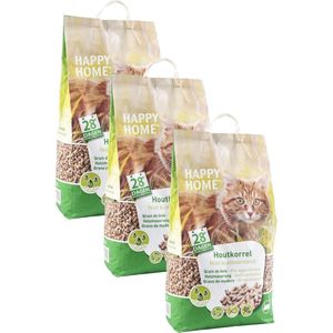 Happy Home Natural Wood - Kattenbakvulling - 3 x 20 l