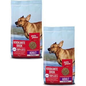 Pets Place Adult Krokante Brokken Gevogelte&Vlees - Hondenvoer - 2 x 3 kg