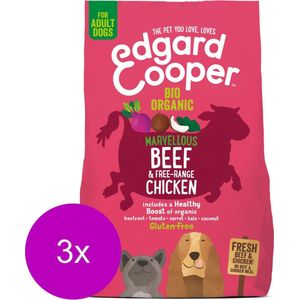 Edgard&Cooper Bio Organic Beef Adult Rund&Kip&Rode Biet - Hondenvoer - 3 x 700 g Biologisch