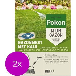 Pokon Gazonmest Met Kalk 3-In-1 - Gazonmeststoffen - 2 x 30 m2