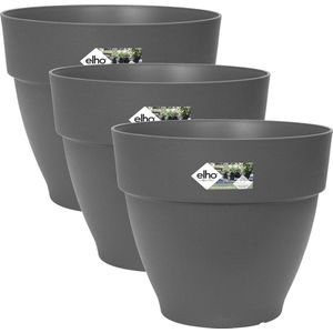 Elho Bloempot Vibia Campana Rond Grijs - Buitenpot - 3 x ø25x21 cm