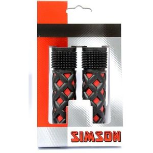 Simson kinder handvatten - universeel - rood/zwart - verstelbaar - grip shift
