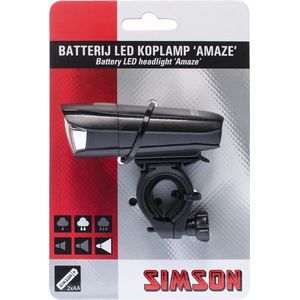 Simson Koplamp Amaze Led Batterijen Zwart