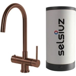 Selsiuz Inox kokend water kraan met single boiler en C-uitloopkraan copper