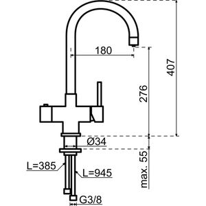 Selsiuz Inox kokend water kraan met titanium single boiler en C-uitloopkraan gunmetal